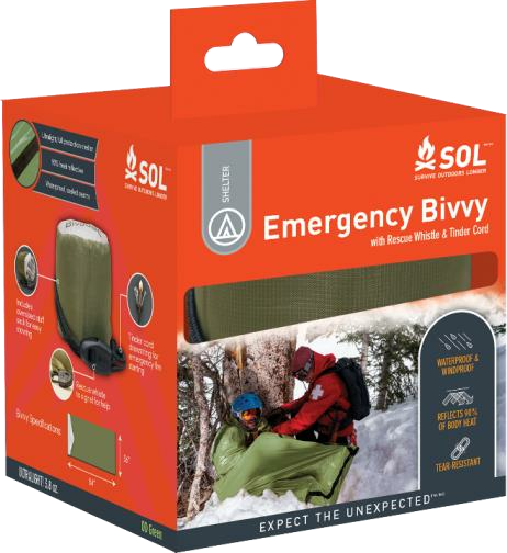 SOL Emergency Bivvy OD Green with Rescue Whistle