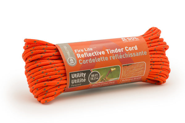 SOL Fire Lite Utility Reflective Tinder Cord, 50 ft