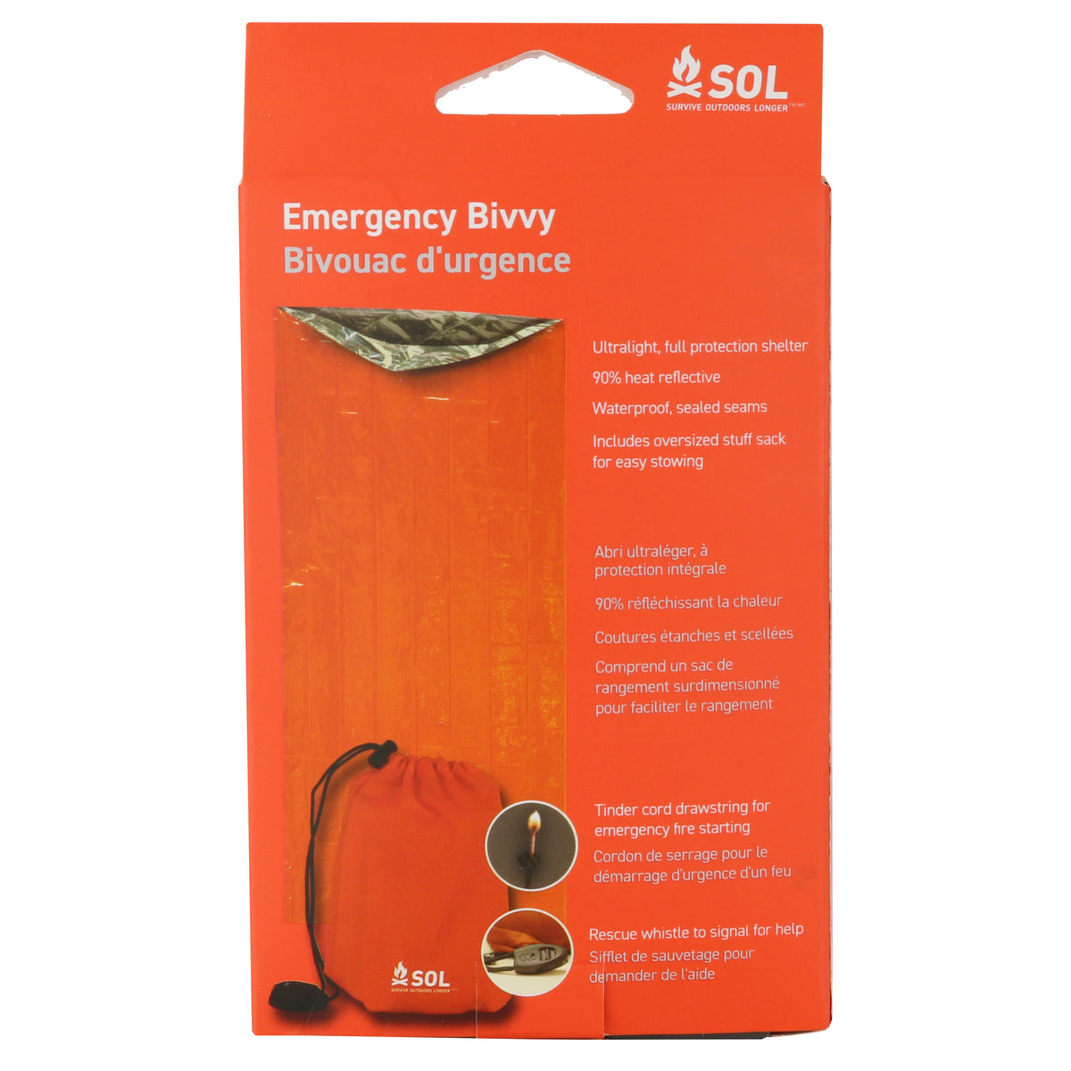 SOL Emergency Bivvy Survival Orange with Rescue Whistle