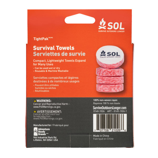 SOL Tight Pack Survival Towel (4 Pk)